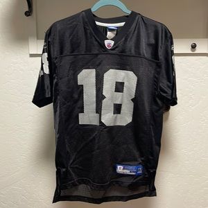 Randy Moss Oakland Raiders #18 Reebok On Field Black Jersey Youth Size L